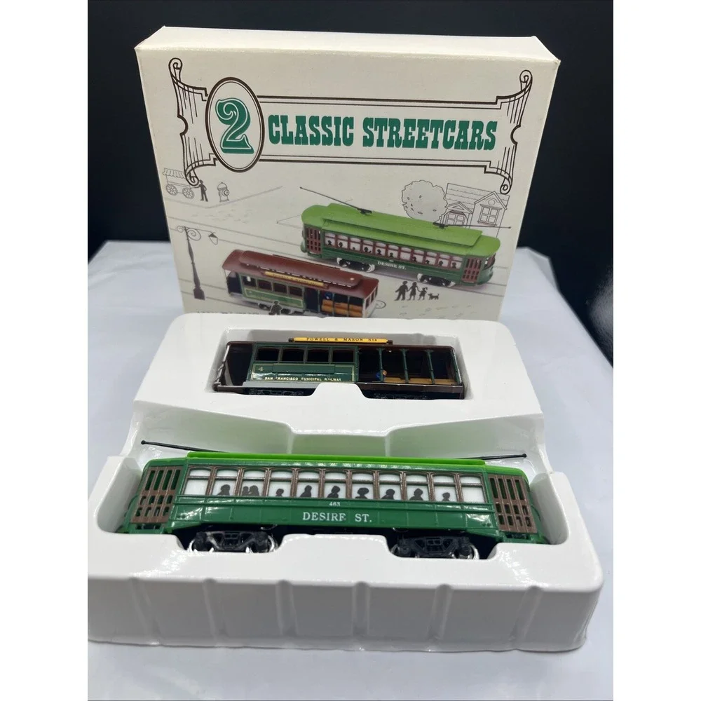 Classic Street Cars (2)  463 Desire St. Trolley Powell & Mason Train, HO NIB